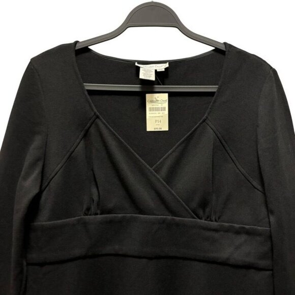 Coldwater Creek Womens Petite Black V-Neck Banded Waist Dress Size 14 - Picture 3 of 7